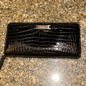 Cole Haan Black Patent Faux Alligator Wallet